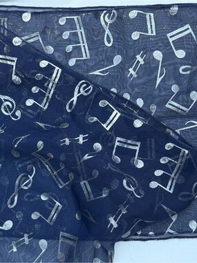 Navy Musical Notes Sheer Scarf